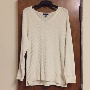 Chaps White Chevron Sweater